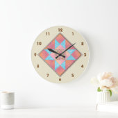 Star Patch Sunset & Water Quilt Block Große Wanduhr (Zuhause)