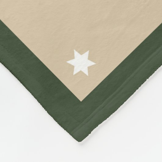 Star pattern christmas bear green beige name fleecedecke (Ecke)