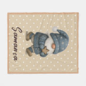 Star pattern gnome blue beige name fleecedecke (Vorderseite (Horizontal))