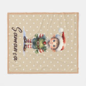 Star pattern gnome blue beige name fleecedecke (Vorderseite (Horizontal))