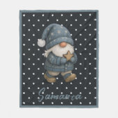 Star pattern gnome blue beige name fleecedecke (Vorderseite)
