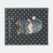 Star pattern gnome blue beige name fleecedecke (Vorderseite (Horizontal))