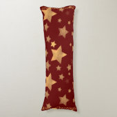 Star Pattern Gold Rote Elegante Moderne Weihnachte Seitenschläferkissen (Vorderseite Vertikal)