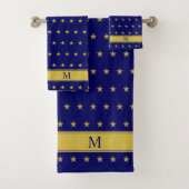 Star Pattern & Monogram für Golden und Navy Blue Badhandtuch Set (Insitu)