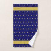Star Pattern & Monogram für Golden und Navy Blue Badhandtuch Set (Handtuch)