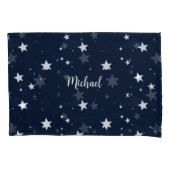 Star Pattern Pillow Cover with Custom Name - Blue (Vorderseite)