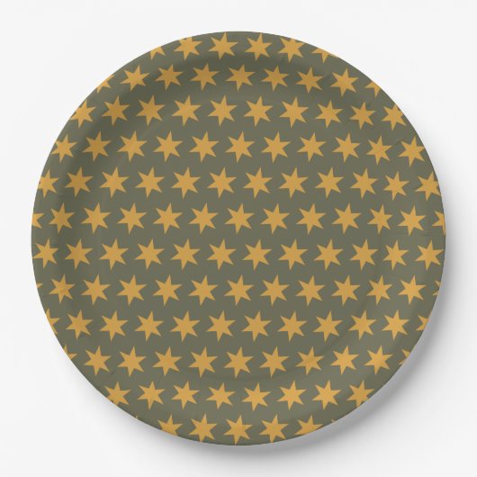 Star Pattern Trending Colors Green Mango Pappteller (Vorderseite)