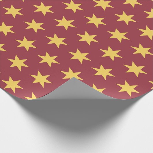 Star Pattern Trending Colors Maroon Gold Geschenkpapier (Ecke)