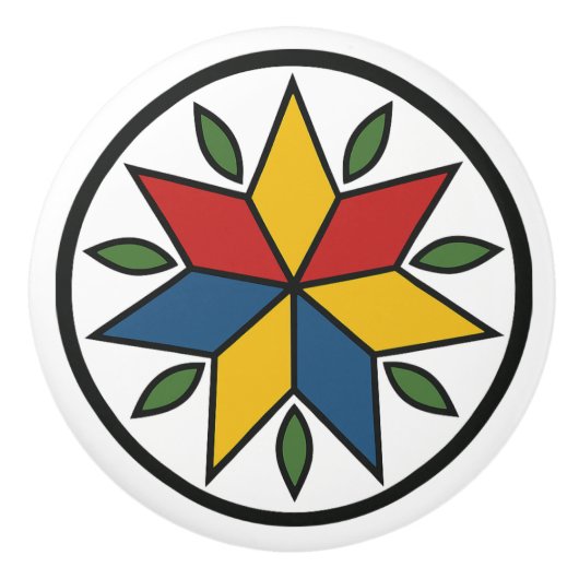 Star Pennsylvania Dutch Hex Sign Keramik Knob Keramikknauf (Vorderseite)