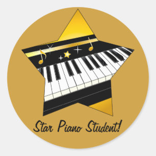 Star Piano Student Runder Aufkleber