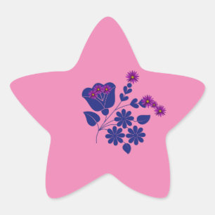 Star Pink Blume Stern-Aufkleber