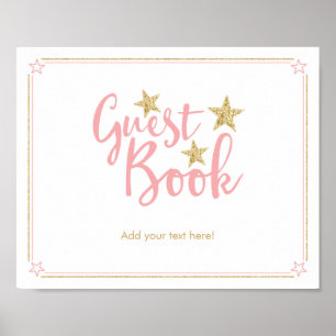 Star Pink Gold Glitzer Baby Showbuchsignatur Poster