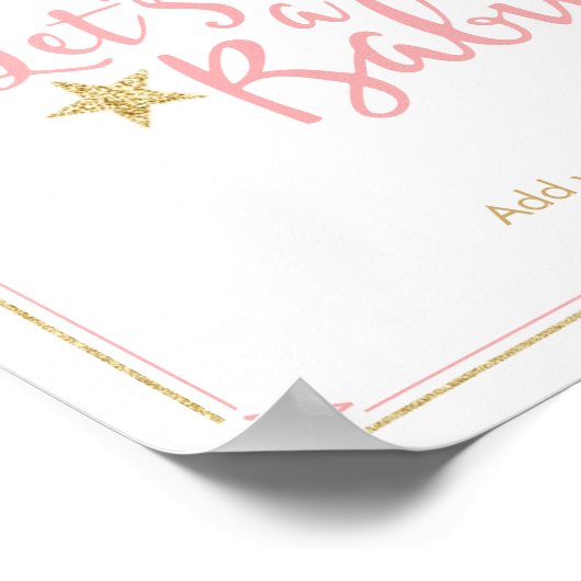 Star Pink Gold Glitzer macht ein Baby Showspiel Poster (Ecke)