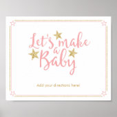 Star Pink Gold Glitzer macht ein Baby Showspiel Poster (Vorne)