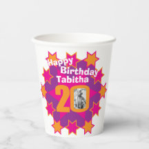 Star pink goldgelb 20. Geburtstag zwei Fotos