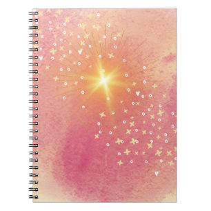 Star Pink Orange Yellow Watercolor Ombre Notizblock