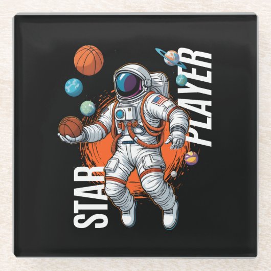 Star Player - Space Basketball Vibes Glasuntersetzer (Vorderseite)