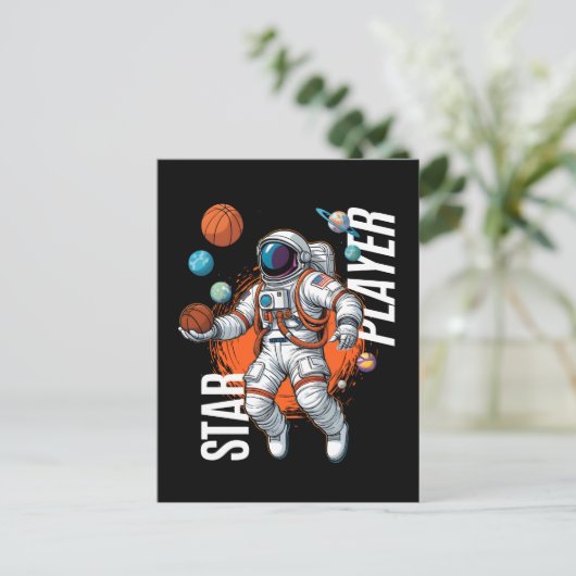 Star Player - Space Basketball Vibes Postkarte (Stehend Vorderseite)