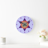Star Quilt in Purple and Orange Runde Wanduhr (Zuhause)