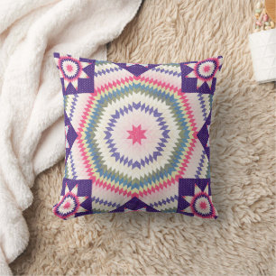 Star Quilt Style Quadrat Lila Throw Kissen