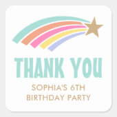 Star Rainbow Birthday Danke Gastgeschenk Quadratischer Aufkleber (Vorderseite)
