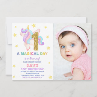 Star Rainbow Unicorn Birthday Einladungen Foto