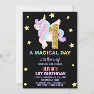 Star Rainbow Unicorn Geburtstagseinladungen Fly Einladung