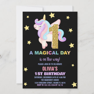 Star Rainbow Unicorn Geburtstagseinladungen Fly Einladung