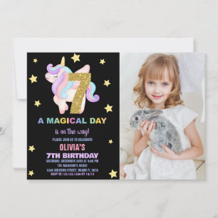 Star Rainbow Unicorn Geburtstagseinladungen mit Fo Einladung