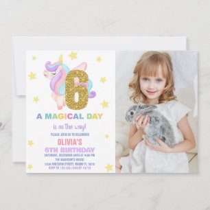 Star Rainbow Unicorn Geburtstagseinladungen mit Fo Einladung
