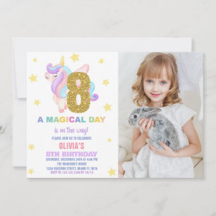 Star Rainbow Unicorn Geburtstagseinladungen mit Fo Einladung