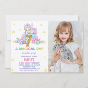 Star Rainbow Unicorn Geburtstagseinladungen mit Fo Einladung