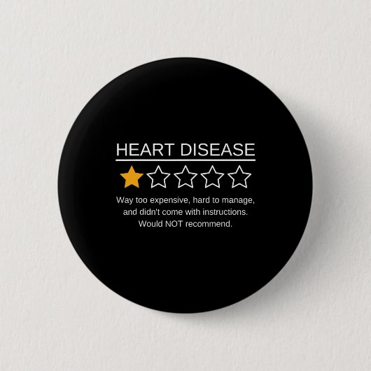 Star Rating Heart Attack Funny Heart Disease Aware Button (Vorderseite)
