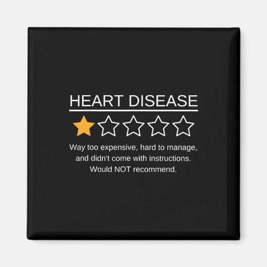 Star Rating Heart Attack Funny Heart Disease Aware Magnet (Vorne)