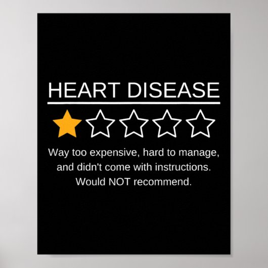 Star Rating Heart Attack Funny Heart Disease Aware Poster (Vorne)