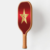 Star Red Burgundy Modernes, elegantes Monogramm Pickleball Schläger (Links)