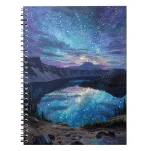 Star Reflections Colorful Lake Night Notebook Notizblock