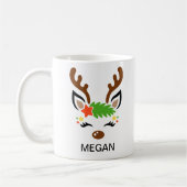 Star Reindeer Face Custom Name Holiday Kaffeetasse (Links)