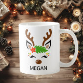 Star Reindeer Face Custom Name Holiday Kaffeetasse