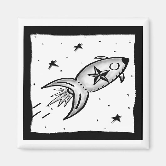 Star Rocket Ship by Cussdum Designs Magnet (Vorne)
