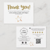 *~* STAR Rosa - Logo DANKEN SIE QR AP8 Bewertung Begleitkarte (Vorne/Hinten)