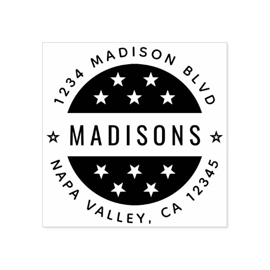 Star Round Script-Rücksendeadresse Gummistempel (Prägung)