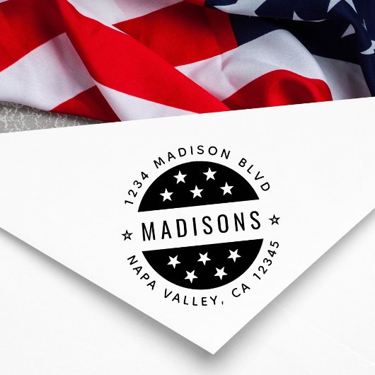 Star Round Script-Rücksendeadresse Gummistempel