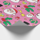 Star Santa Claus Schneemann Weihnachtsmuster Rosa Geschenkpapier (Ecke)