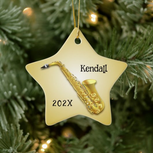 Star Saxophone Player Personalisiertes Ornament (Baum)