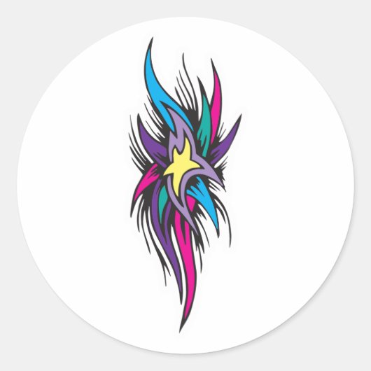 Star Schwanzes Tattoo Design Runder Aufkleber (Vorderseite)