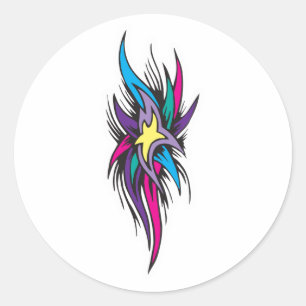 Star Schwanzes Tattoo Design Runder Aufkleber