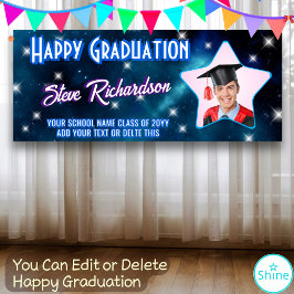 Star Script Name Happy Graduation Party Blue Foto Banner
