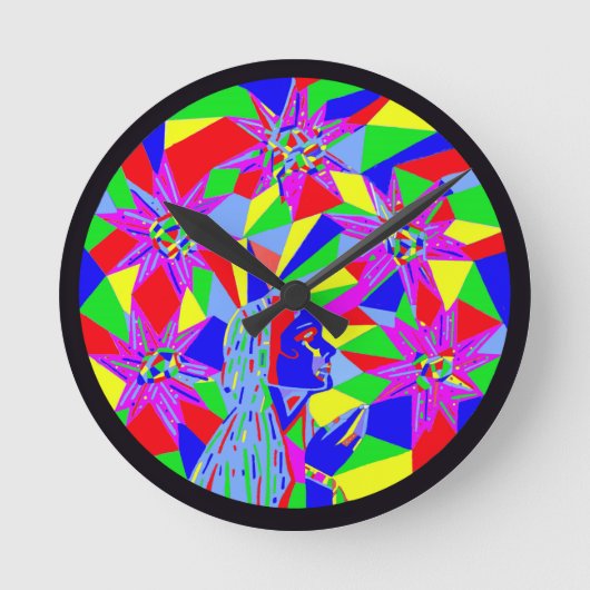 Star Seeker Runde Wanduhr (Vorderseite)
