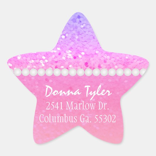 Star Shaped: Rainbow Glitzer: Address Stickers (Vorderseite)